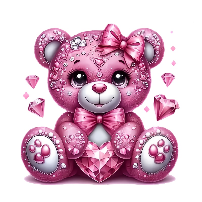 Iron On Patch - Pegatinas Termoadhesivas de Oso Rosa con